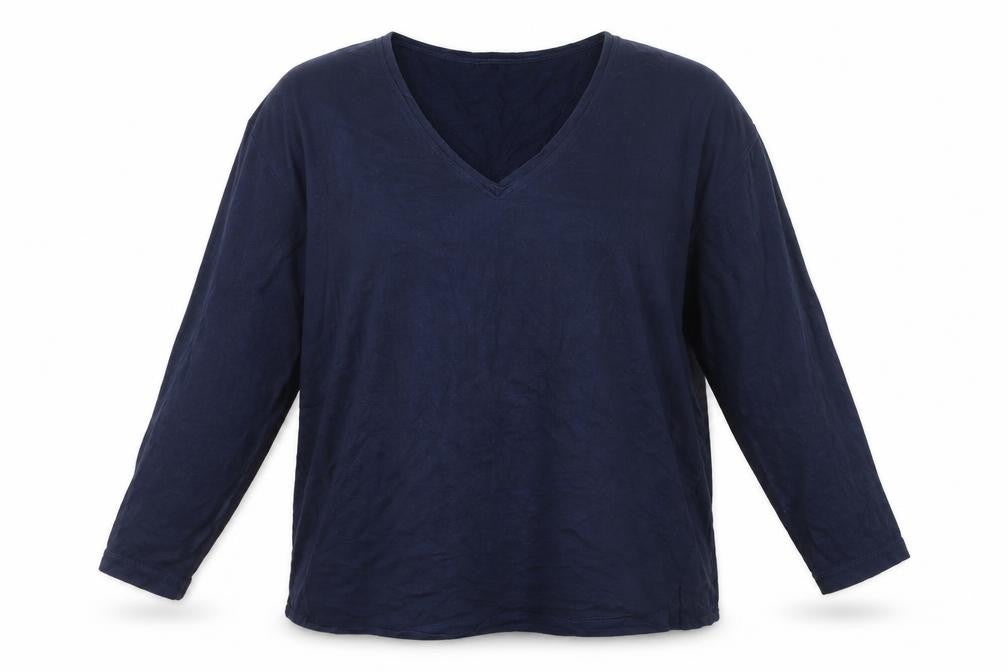 Hush Women's Blue V-Neck Top, Medium, Relaxed Fit