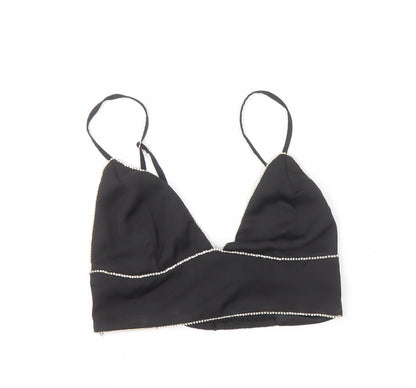 Additional front view of Pull&Bear Black Camisole Tank V-Neck Beaded 12