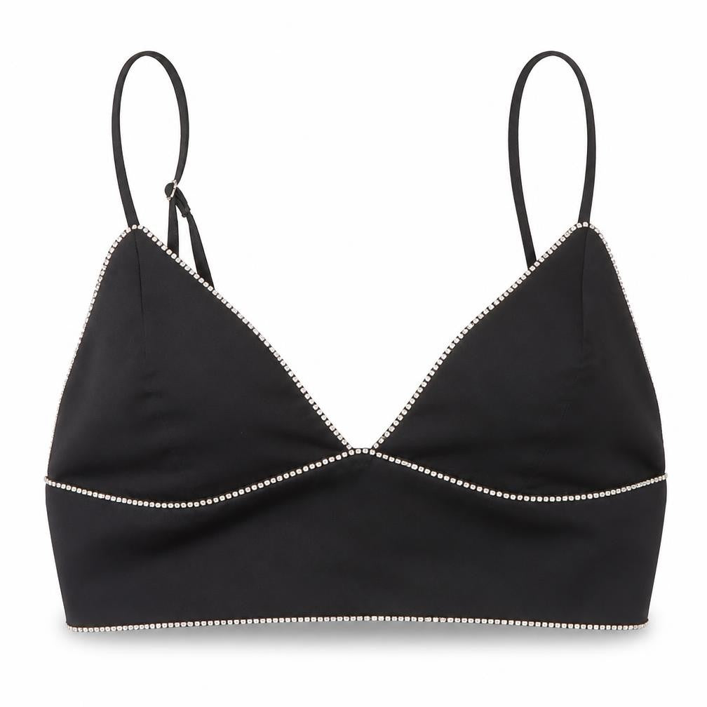 Pull & Bear Black Camisole Tank V-Neck Beaded 12