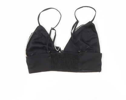 Back view of Pull&Bear Black Camisole Tank V-Neck Beaded 12