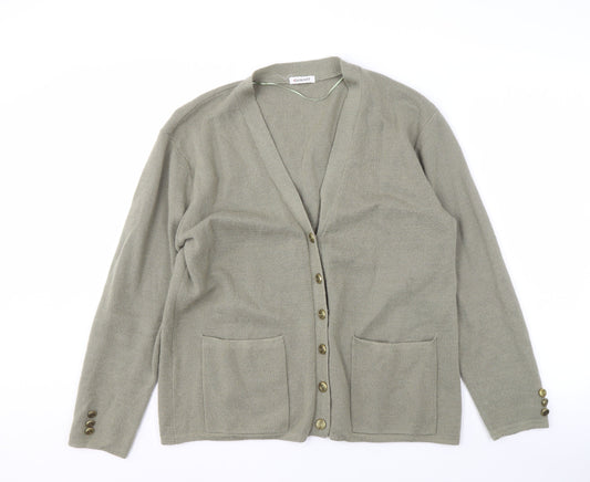 Damart Women's Green Cardigan, V-Neck, Size 18/20