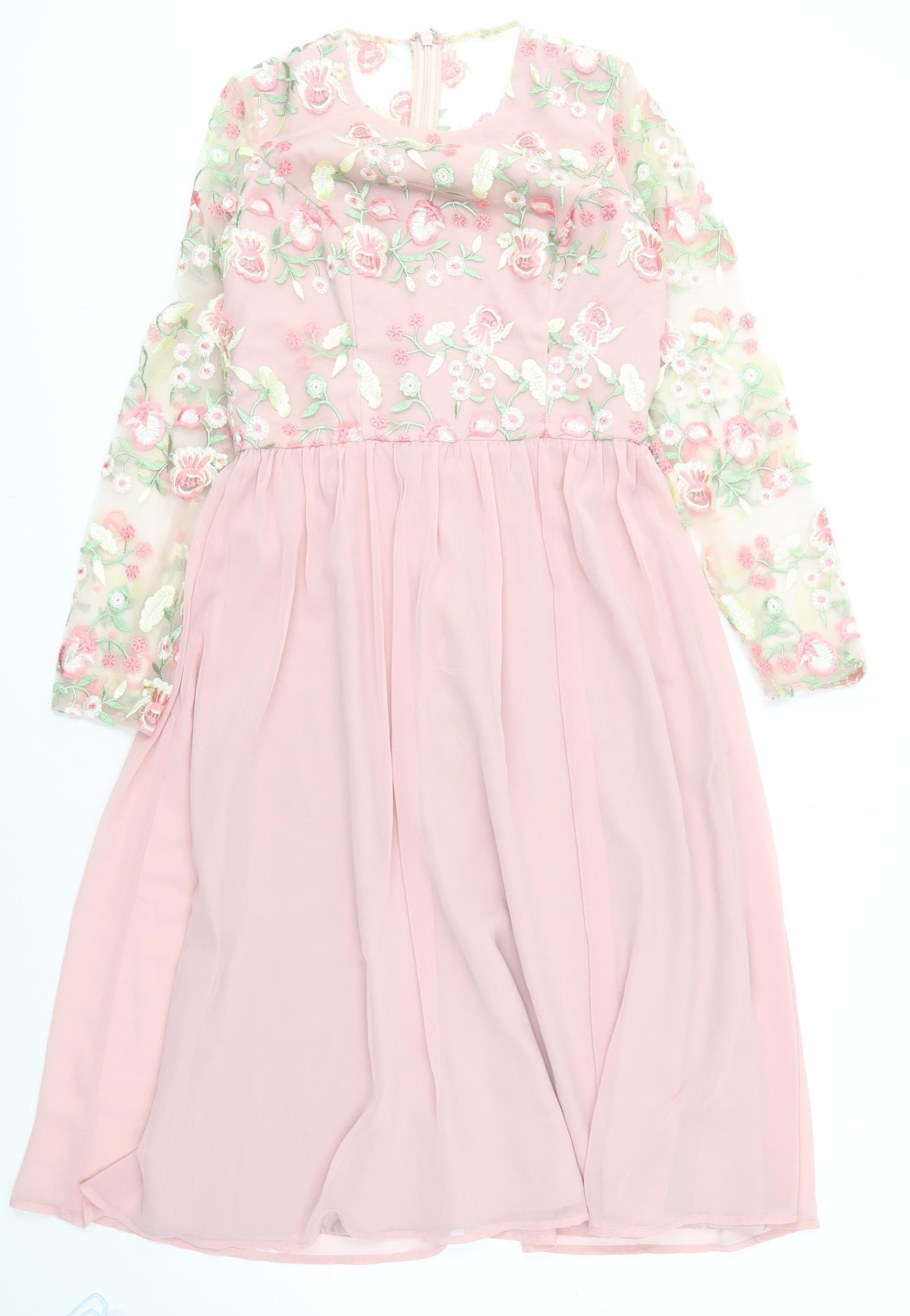Chi Chi London Women's Pink Floral Embroidered Dress