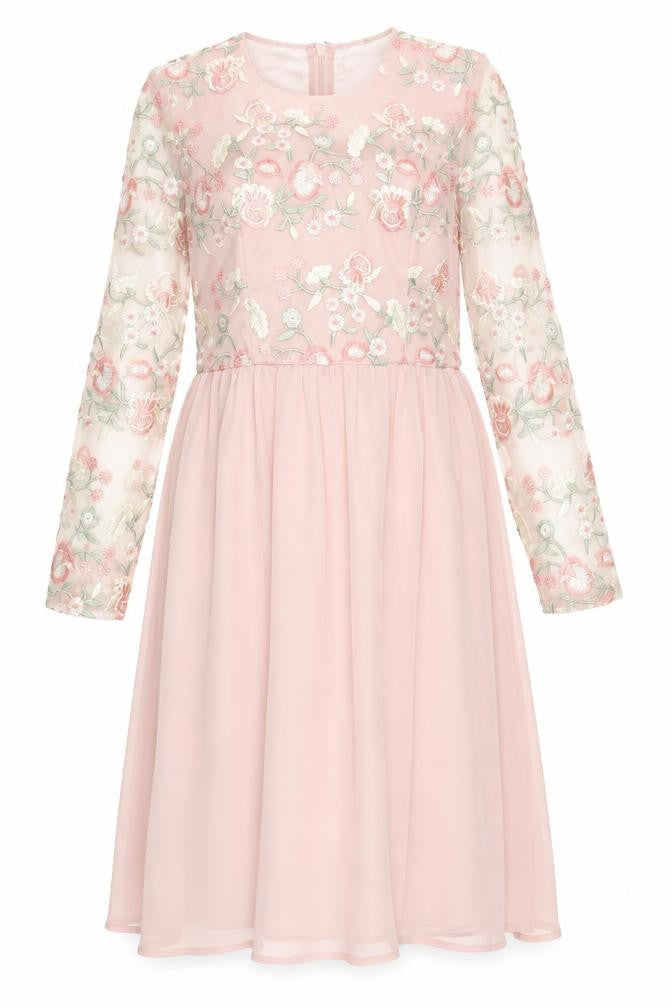 Chi Chi London Women's Pink Floral Embroidered Dress