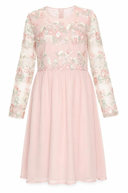 Chi Chi London Women's Pink Floral Embroidered Dress