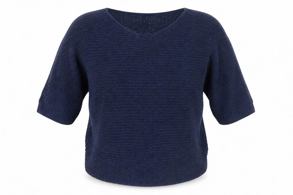 amarti Women's Blue Open-Knit V-Neck Jumper, M Size