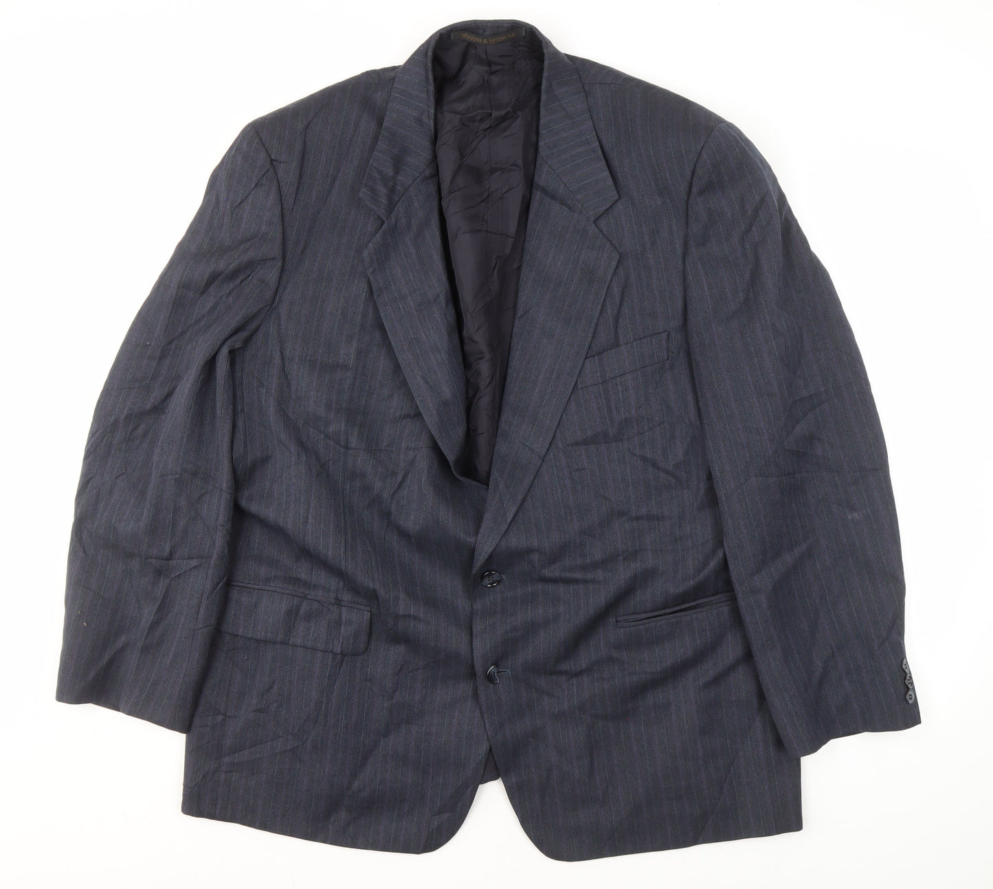 Marks and Spencer Men's Blue Striped Suit Jacket 46R