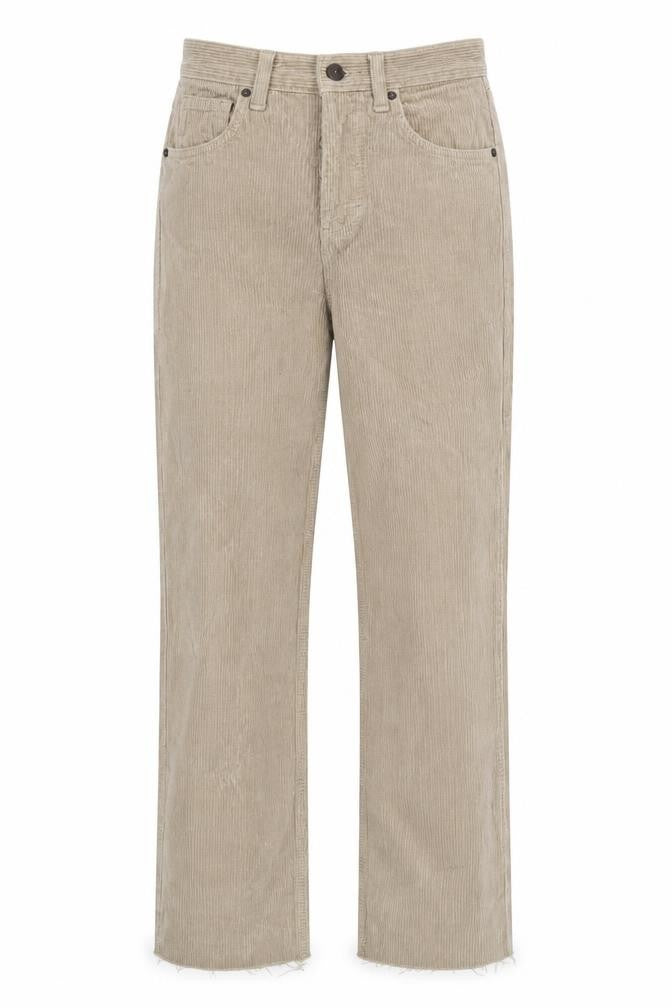 Topshop Women's Beige Corduroy Straight Trousers