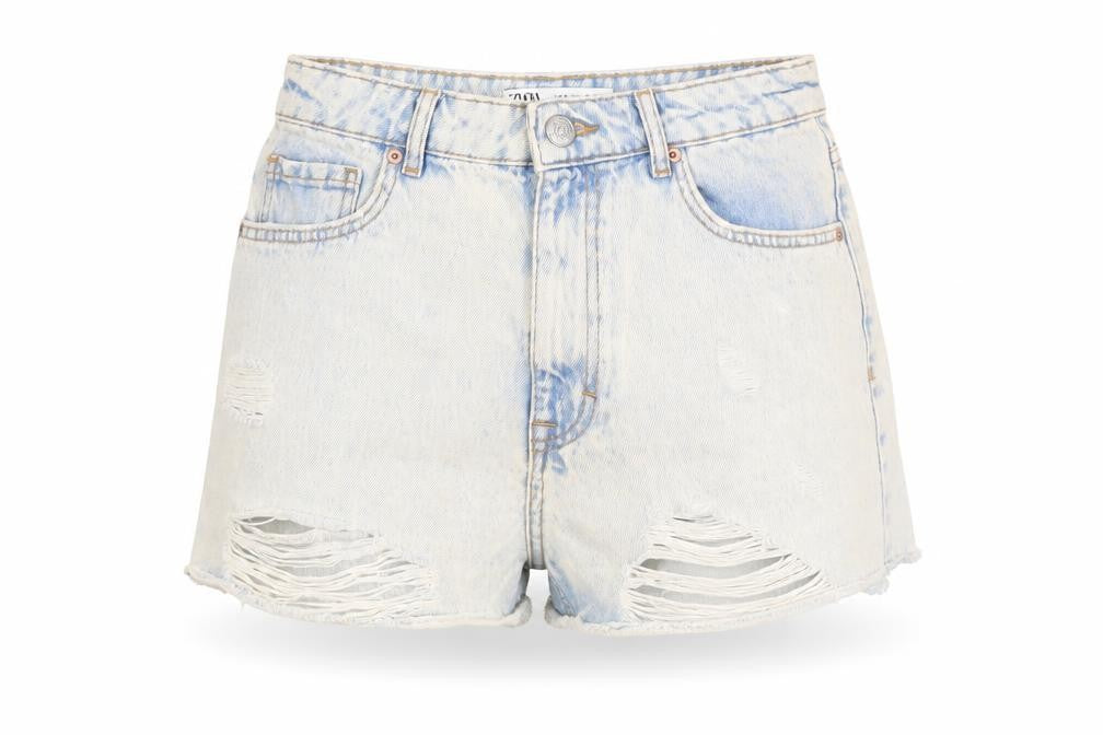 Zara Women Blue Denim Cut-Off Shorts, Size 2, High Waist