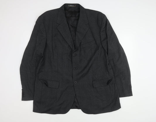 Dehavilland Men's Grey Blazer 46R Single-Breasted