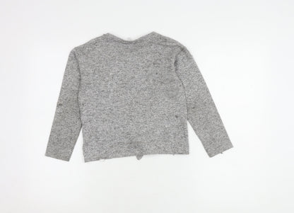 Back view of Bluezoo girls’ grey jumper 8-9 sequin heart accent