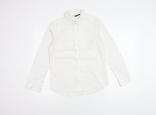 Topshop Women's White Button-Up Shirt Size 6