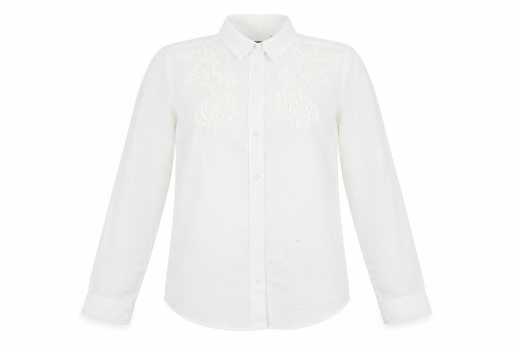 Topshop Women's White Button-Up Shirt Size 6