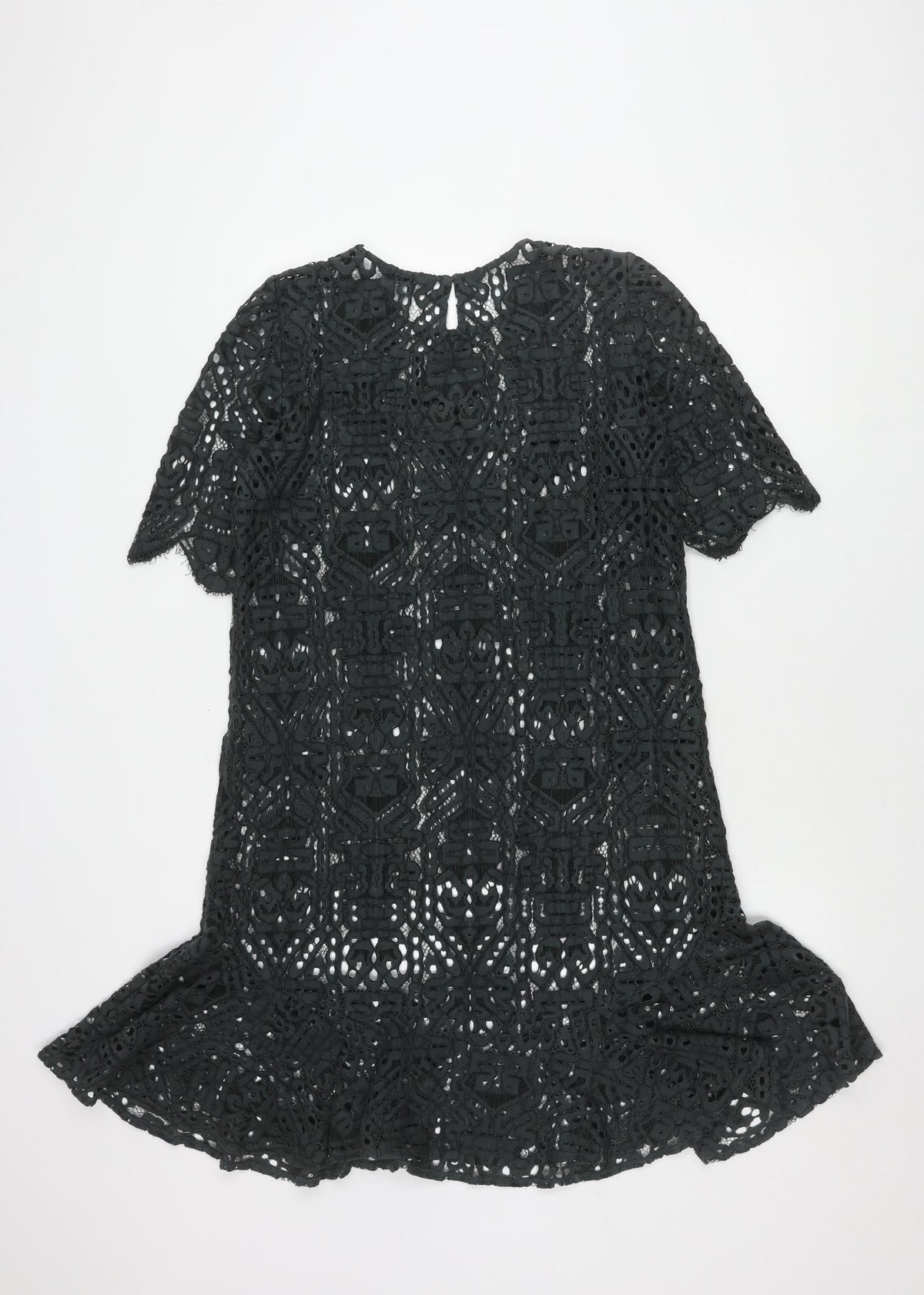 Jigsaw Women's Black Crochet Top, Size 12, Button Accent