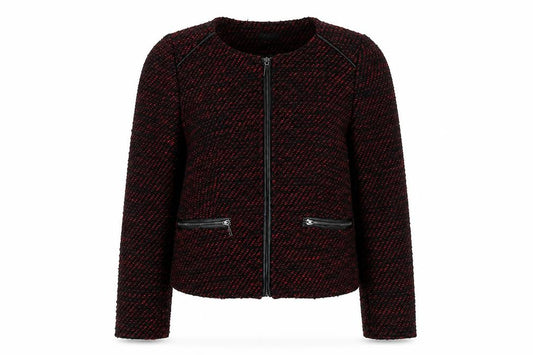Marks & Spencer Women Black Red Bouclé Blazer Size 12