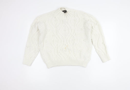 Lipsy Women's White Cable-Knit Jumper UK 8