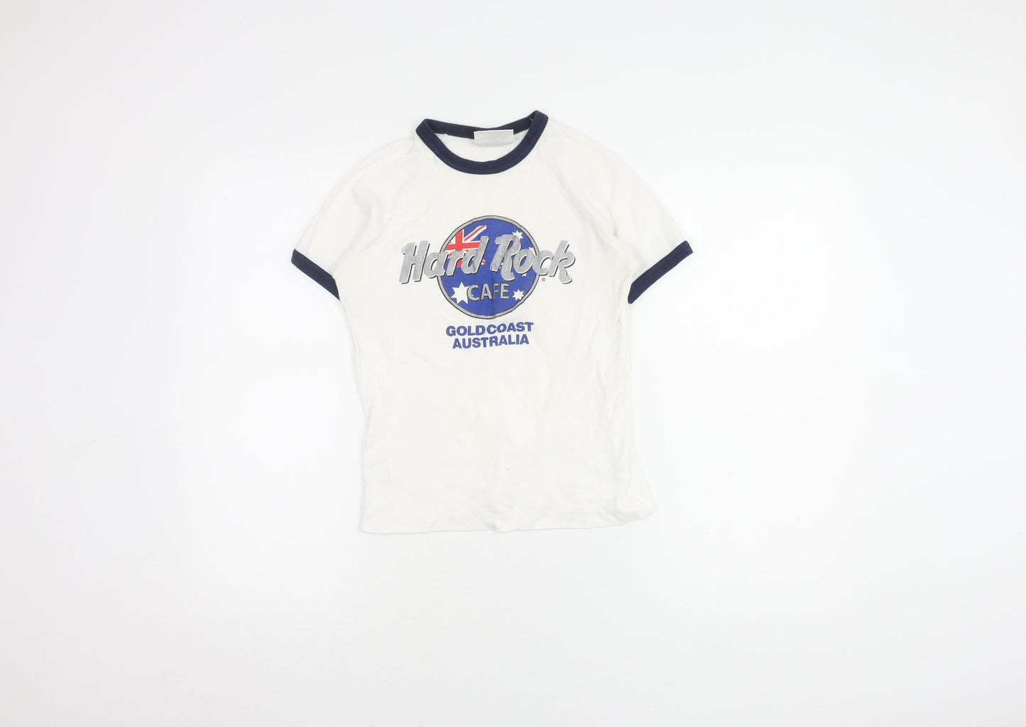 Hard Rock Cafe Women's White Ringer T-Shirt M