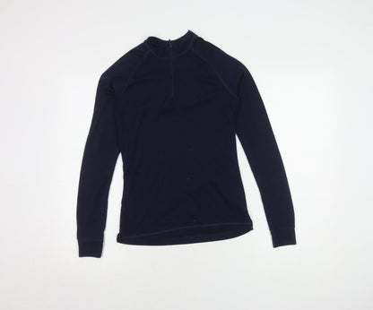 Preloved Blue Women's High Neck Zip Sweatshirt, Long Sleeve - Front