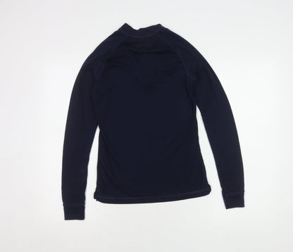 Preloved Blue Women's High Neck Zip Sweatshirt, Long Sleeve - Back