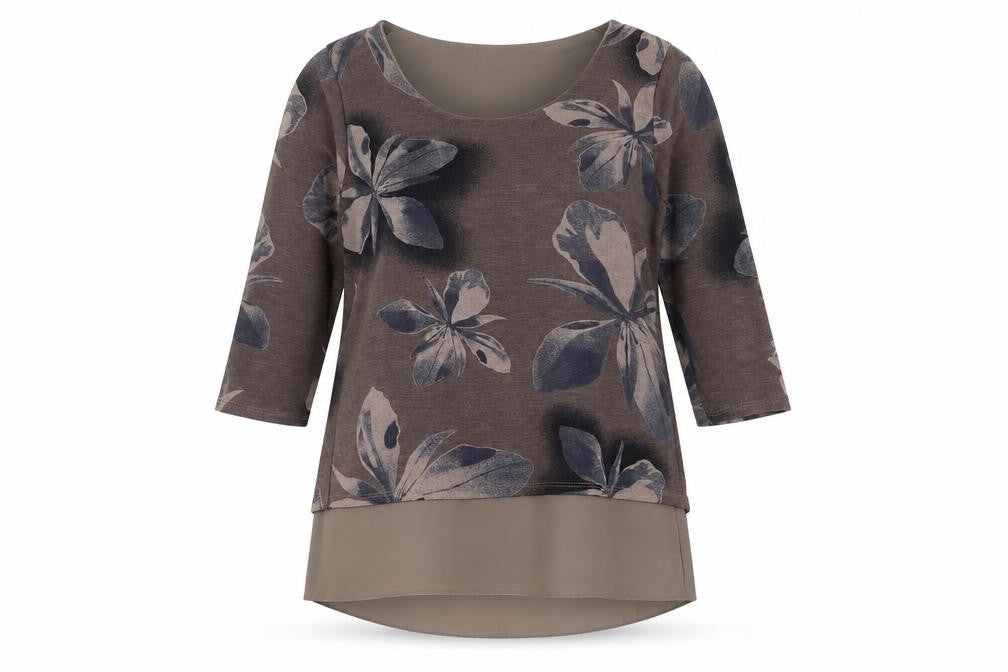 Luca Vanucci Women's Brown Floral Tunic, Size S