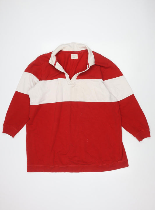 Next Women's Red Colourblock V-Neck Sweatshirt, UK 20