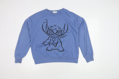 Preloved Disney Women’s Blue Stitch Sweatshirt Size 10 - Front