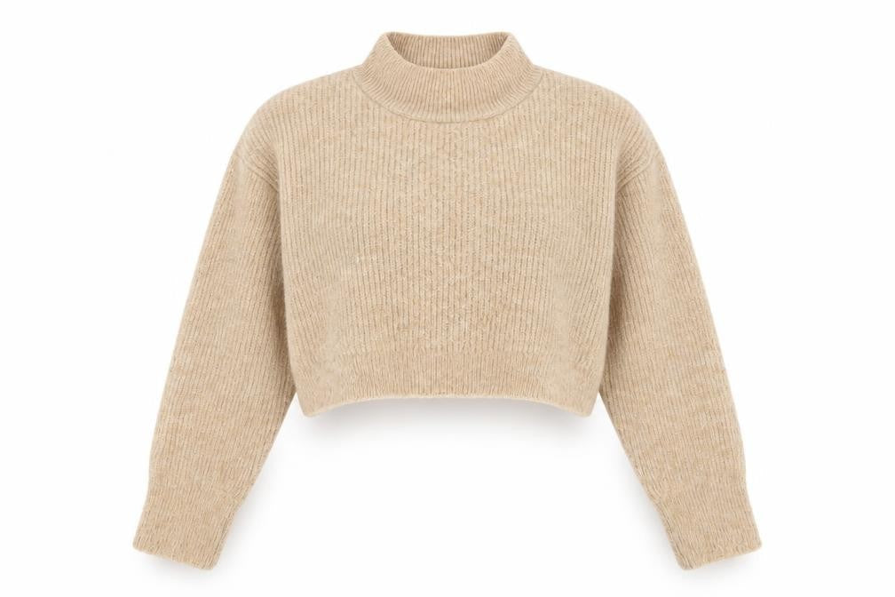 Topshop Women's Beige Mock Neck Pullover Jumper - M
