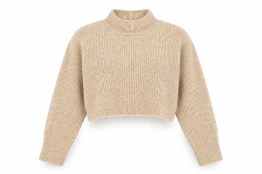 Topshop Women's Beige Mock Neck Pullover Jumper - M