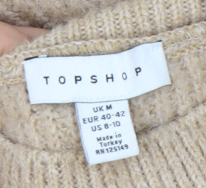 Topshop Women's Beige Mock Neck Pullover Jumper - M