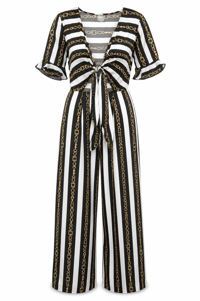 ASOS Women's Black White Stripe Jumpsuit UK 12