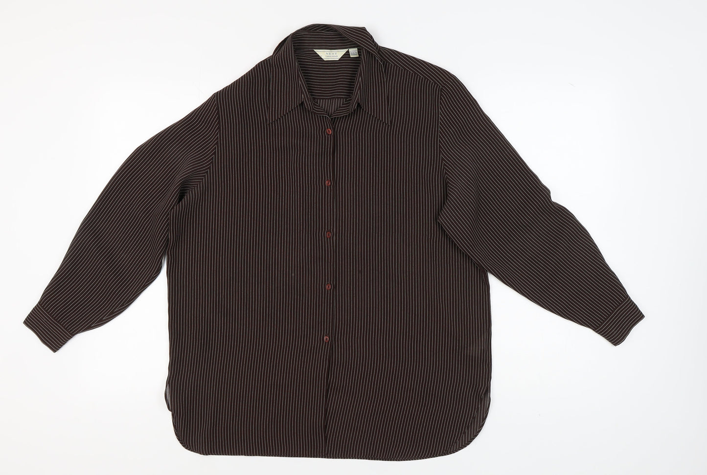 Next Women's Brown Striped Button-Up Shirt, Size M