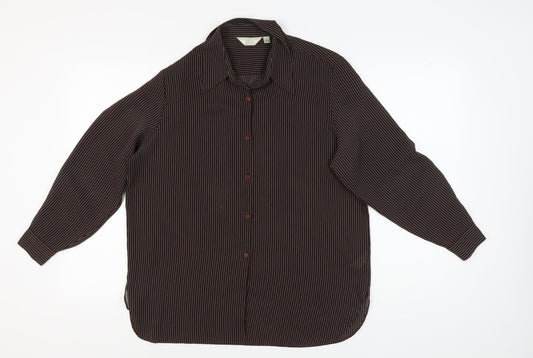 Next Women's Brown Striped Button-Up Shirt, Size M