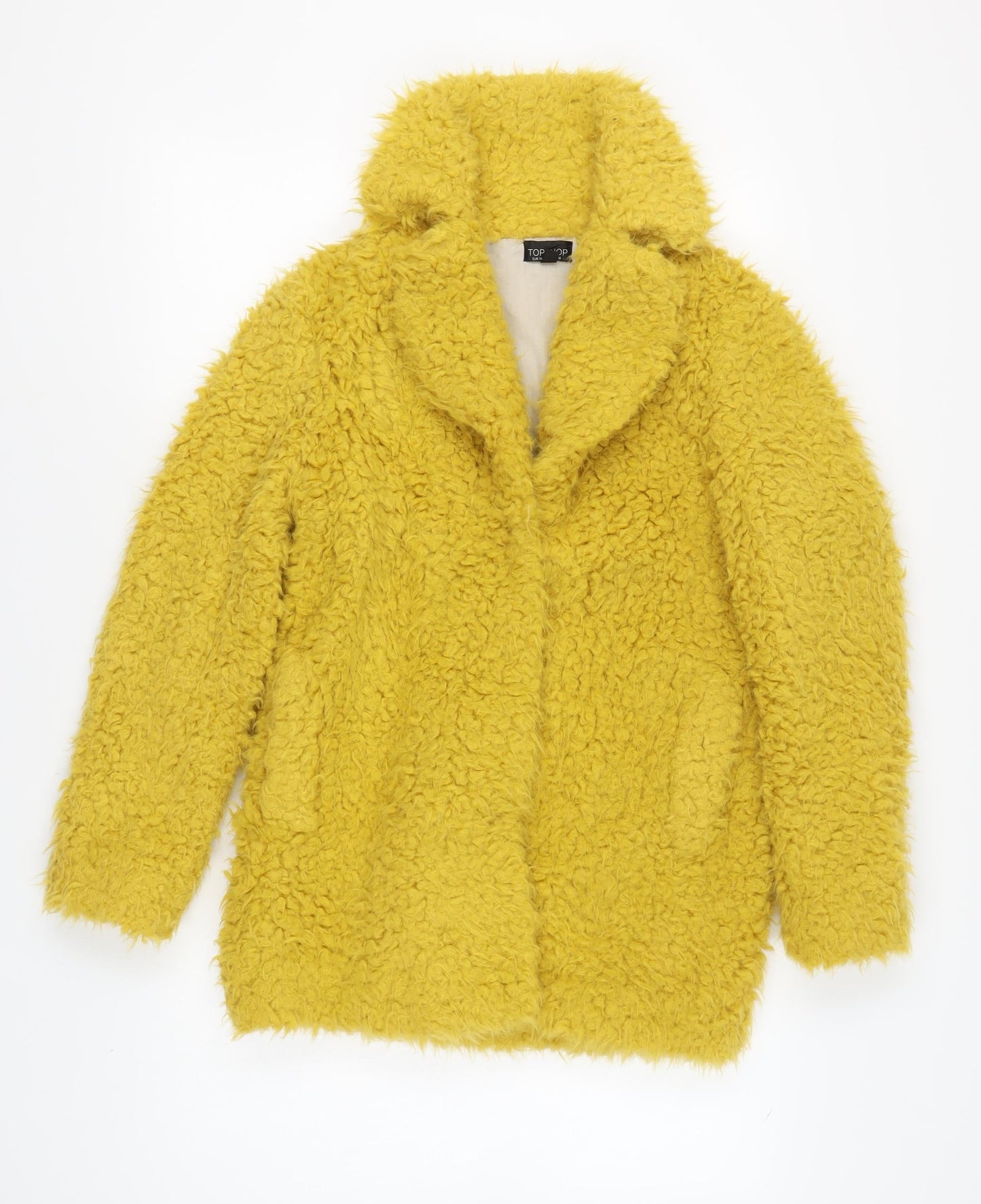 Topshop Women’s Yellow Overcoat Size 10 Regular Teddy