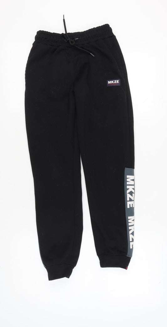 MKZE Girls Black Jogger Trousers, Size 13, Elastic Waist