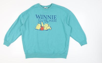 Preloved Disney Women's Blue Pullover Sweatshirt L - Front
