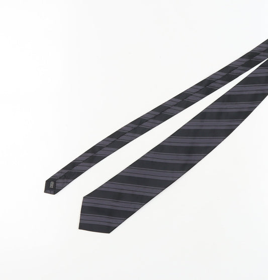 Daniel Hechter Men's Black Striped Silk Tie