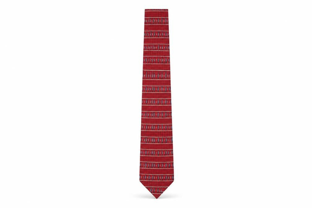 Van Heusen Red Silk Geometric Tie for Men - One Size