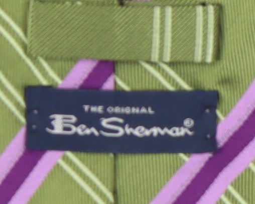 Ben Sherman Men's Green Striped Silk Tie