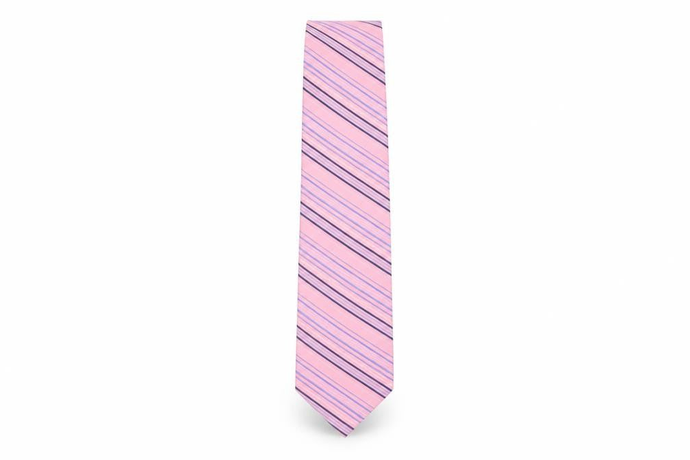 Dehavilland Men's Pink Striped Silk Handmade Tie