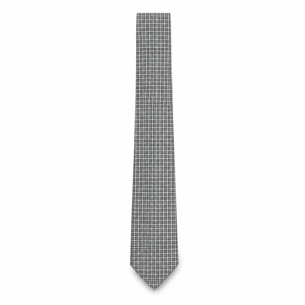 Pierre Cardin Men's Grey Checked Silk Designer Tie
