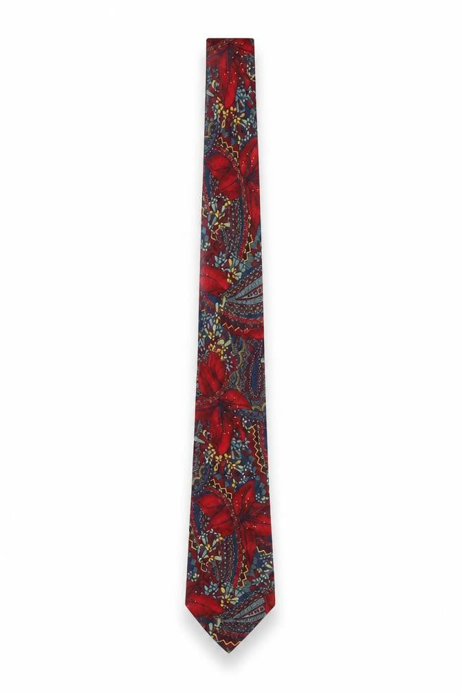 Cecil Gee Men's Red Silk Floral Tie
