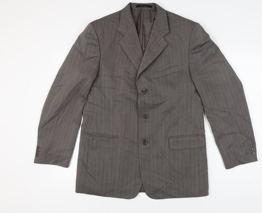 Zantos Men's Brown Grey Striped Blazer, Size 40, Jacket Style