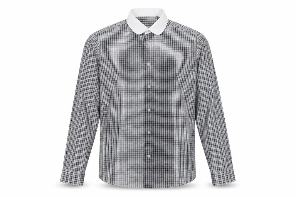 Next Men's Black Check Long Sleeve Shirt Size 17.5