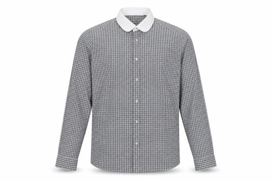 Next Men's Black Check Long Sleeve Shirt Size 17.5