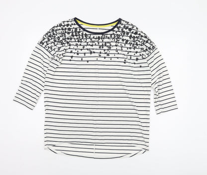Next Women's White Striped 3/4 Sleeve T-Shirt Size 14
