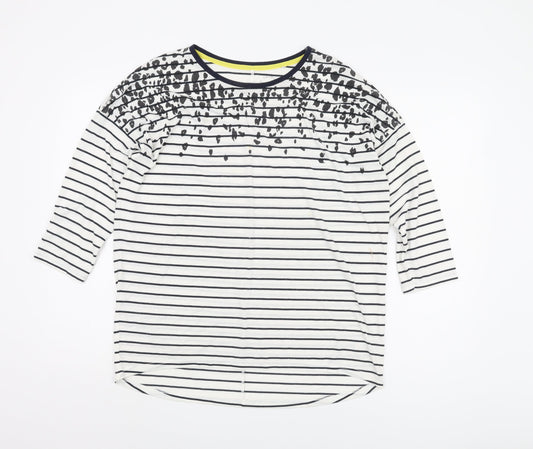 Next Women's White Striped 3/4 Sleeve T-Shirt Size 14