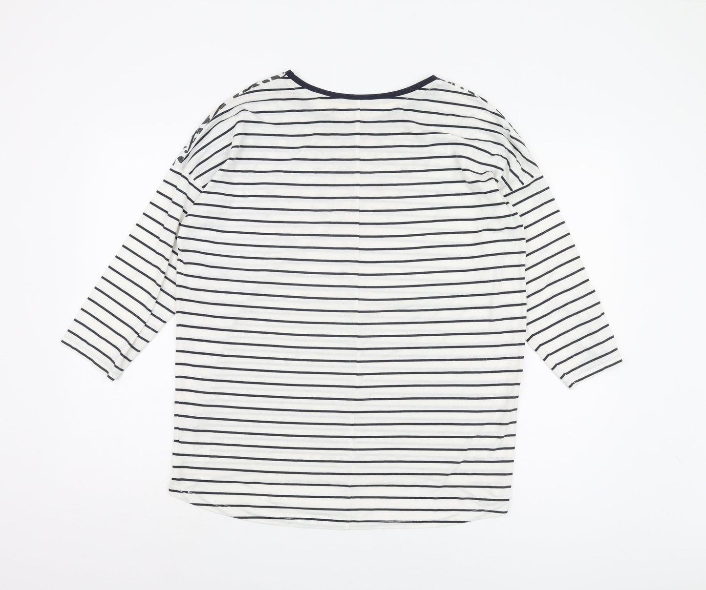 Next Women's White Striped 3/4 Sleeve T-Shirt Size 14