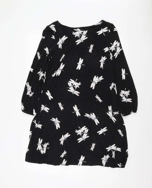Wallis Women's Black Animal Print Dress Size 14