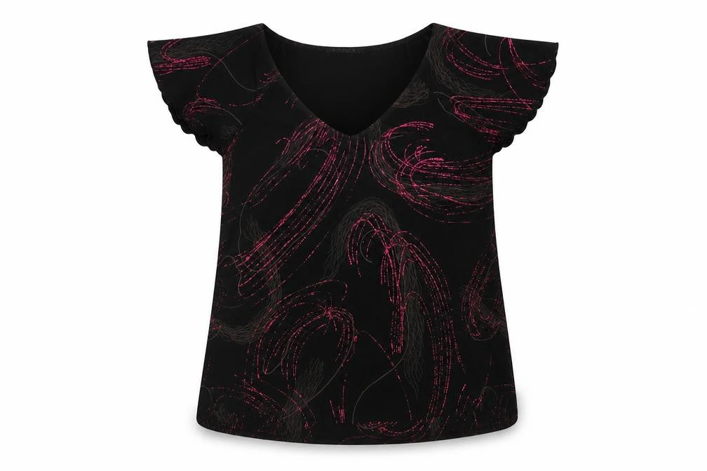 FOSBY Women's Black V-Neck Top Size 16
