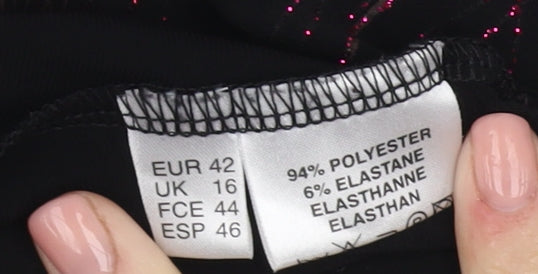 FOSBY Women's Black V-Neck Top Size 16