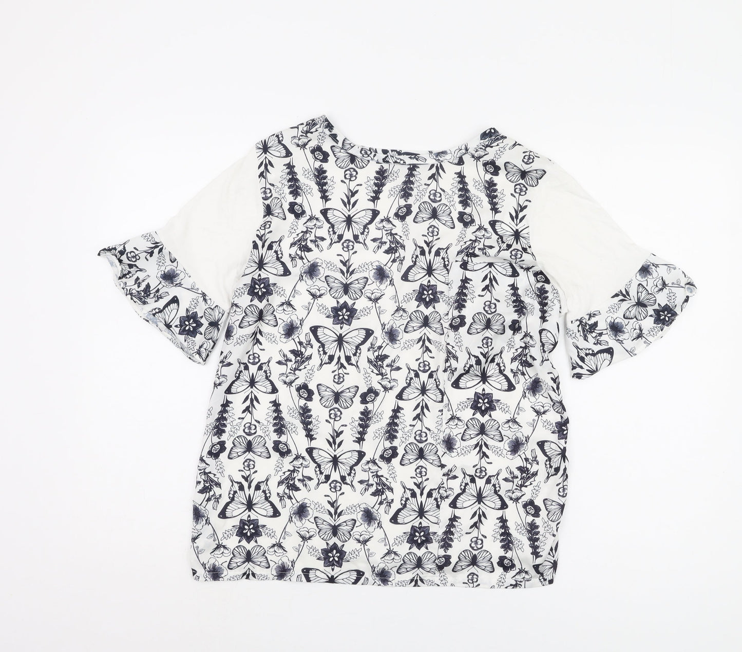 Next Women White Butterfly Print Top Size 12